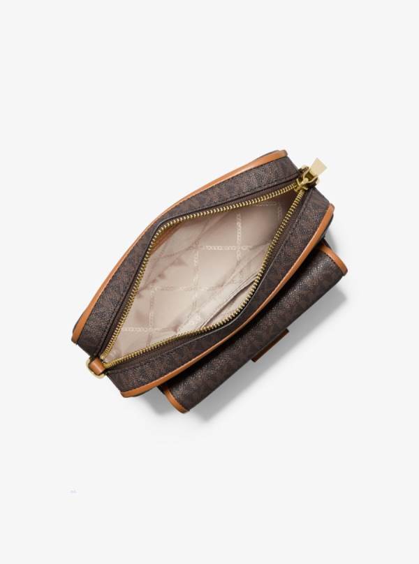 Damske Spojková Taška Michael Kors Bradshaw Medium Logo Camera Čokoláda Žlté - Kabelky Michael Kors Sleva | QBHLU-0541